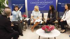 Dr. Monica Bertagnolli speaks as, from left, Dr. Alan Ashworth, Dr. Paola Bentancur, First Lady Dr. Jill Biden, medical student Kami Pullakhandam and Dr. Rita Mukhtar Dr. Monica Bertagnolli speaks as, from left, Dr. Alan Ashworth, Dr. Paola Bentancur, First Lady Dr. Jill Biden, medical student Kami Pullakhandam and Dr. Rita Mukhtar